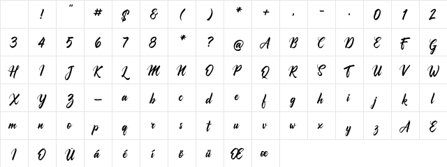 Comebro Regular Character Map