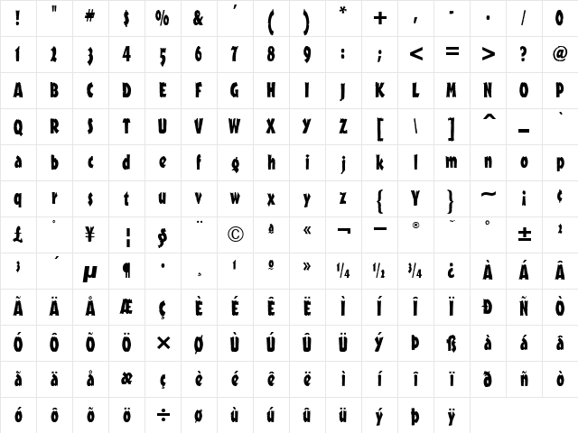 OutbackITC TT Regular Character Map