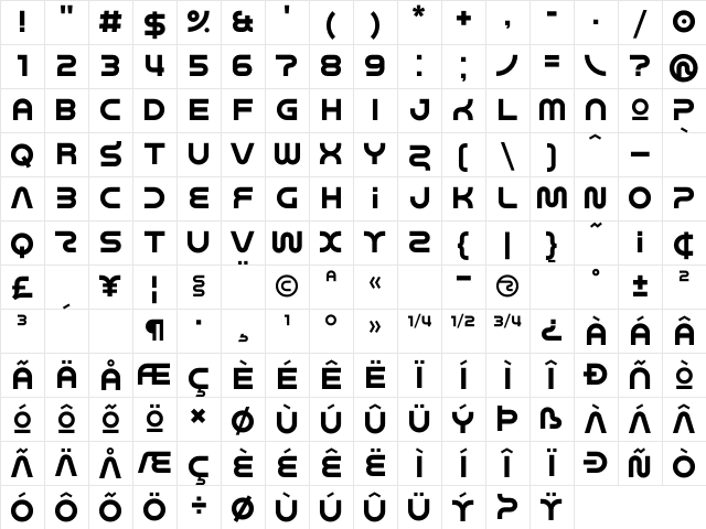 Wagamama Regular Character Map
