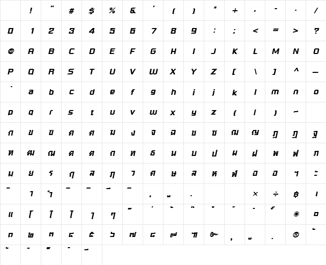 PSL-Advert Bold Italic Character Map PSL-Advert Bold Italic Character Map
