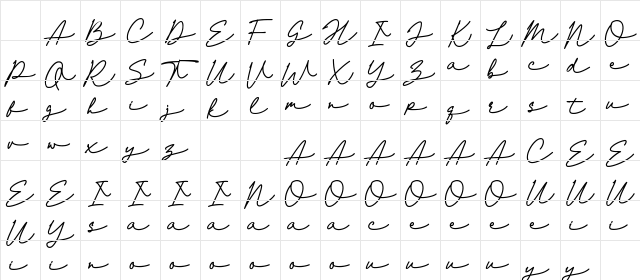 Andolucia Regular Character Map Andolucia Regular Character Map