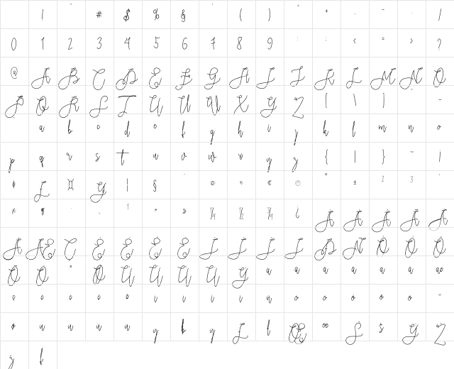 Rieesflomeo Regular Character Map