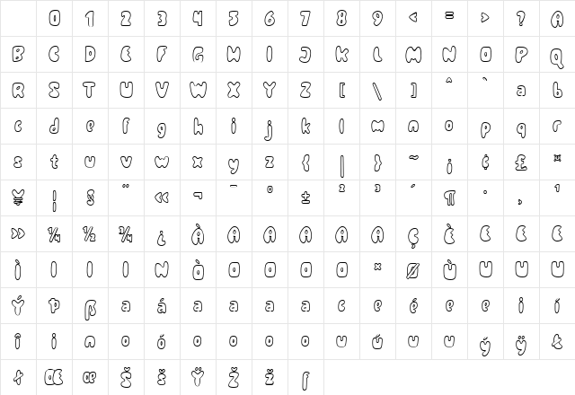 Wylon Outline - Demo Outline Regular Character Map Wylon Outline - Demo Outline Regular Character Map