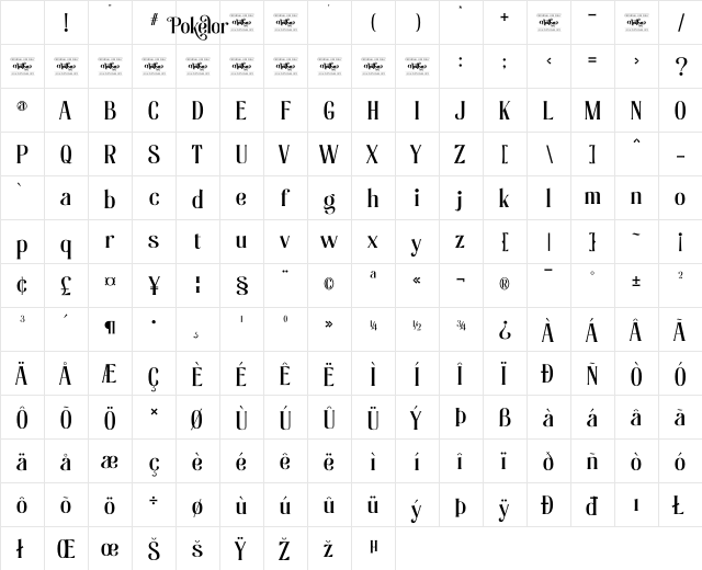 Pokelor Personal Use Regular Character Map Pokelor Personal Use Regular Character Map