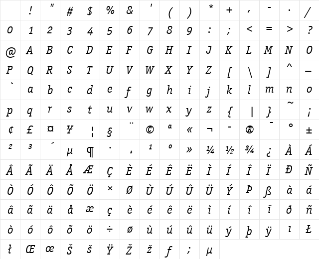 Officina Serif ITC Book Italic Character Map Officina Serif ITC Book Italic Character Map