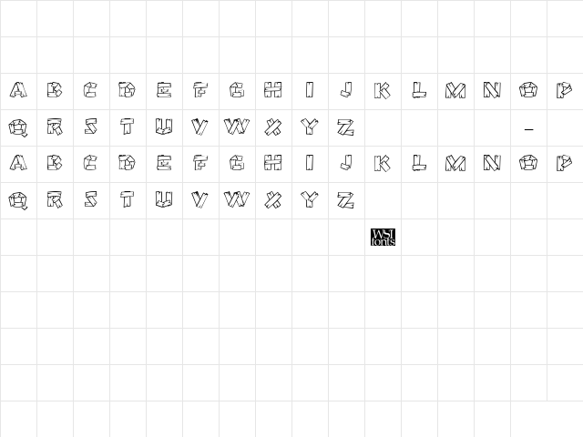 OutHouseDisplayCaps Regular Character Map