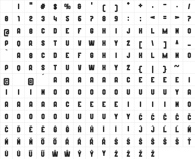 Wynford Line Regular Character Map