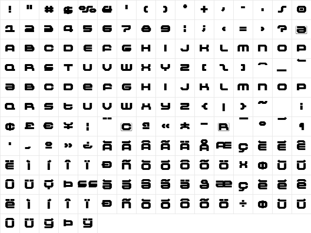 Outlander Nova Black Regular Character Map