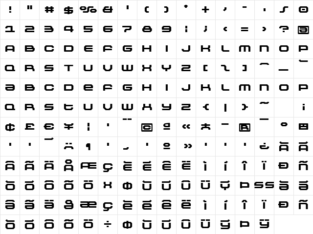 Outlander Nova Bold Character Map