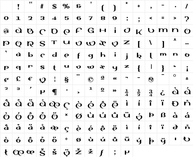 SinahSans LT Black Character Map