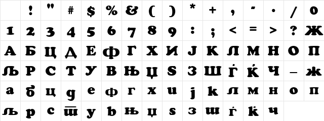 C_CooperBlackKIR Thin Character Map