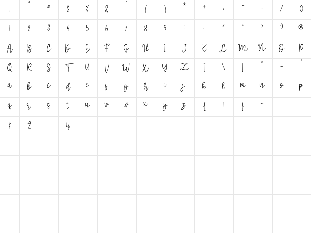 Moonlight Rotter Regular Character Map