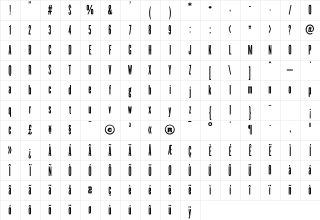 Champion Medium Character Map