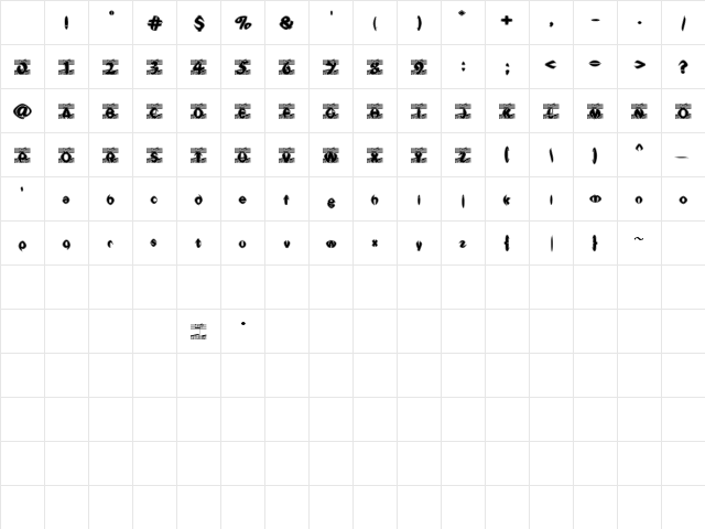 ZaftigOne Regular Character Map