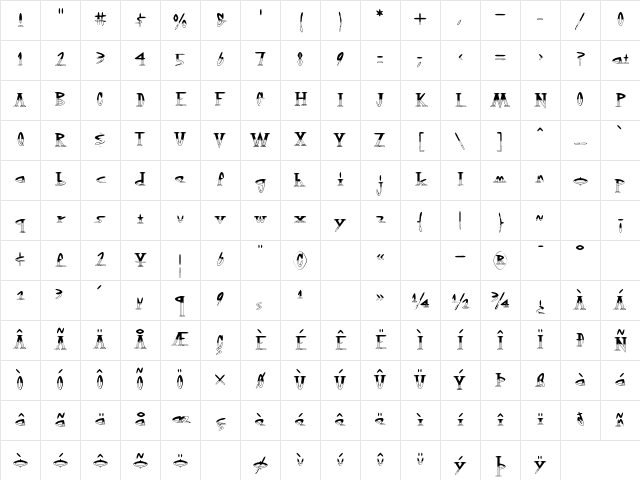 OutwestHalfEmpty Regular Character Map