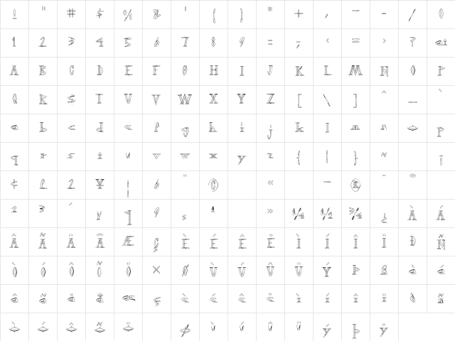 OutwestLight Regular Character Map