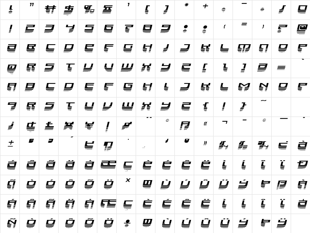Vertical Horizon Haltone Itali Italic Character Map