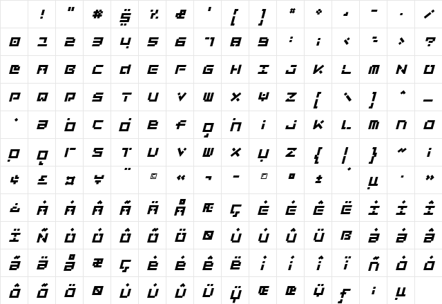 LuggageBroken Italic Character Map LuggageBroken Italic Character Map