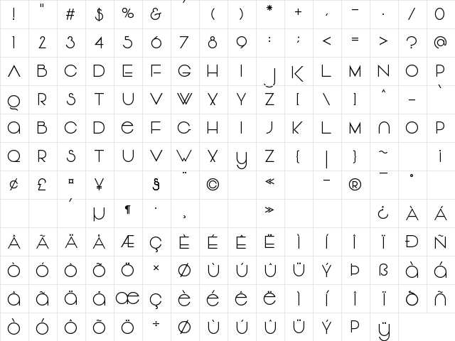 Vonique 64 Regular Character Map Vonique 64 Regular Character Map