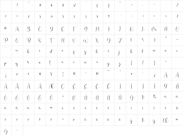 Modylove Regular Character Map