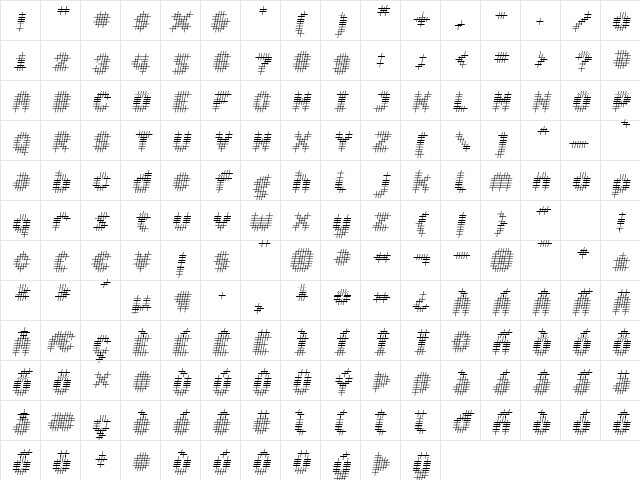 Overcross LightOblique Character Map Overcross LightOblique Character Map