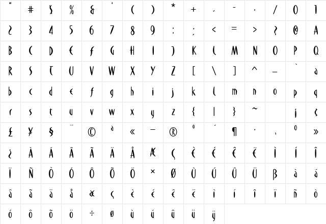 DuMoore Regular Character Map DuMoore Regular Character Map