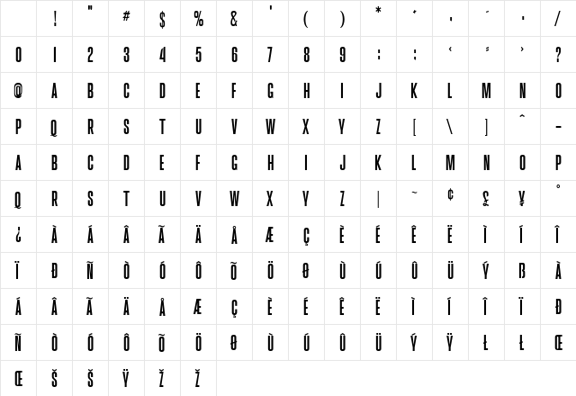 Brusio Regular Character Map