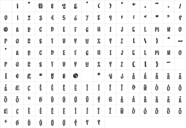 Roose Sally Regular Character Map Roose Sally Regular Character Map