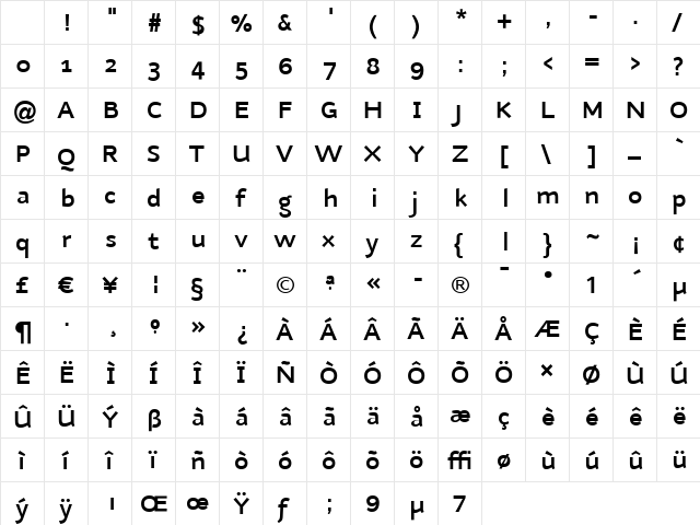Nubian-DemiBold DemiBold Character Map Nubian-DemiBold DemiBold Character Map