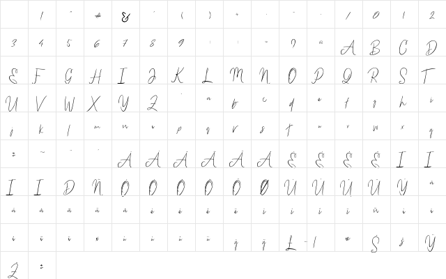 Bammantoe Regular Character Map