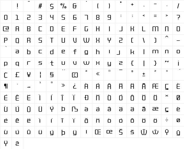 QUUB Regular_R Character Map