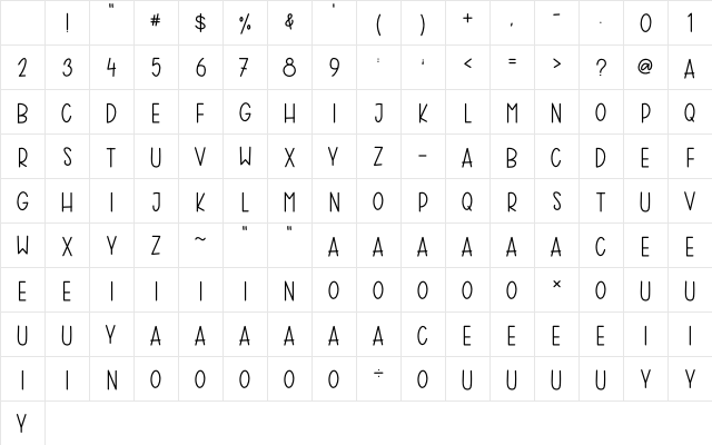 HONEYCOME - Personal Use Regular Character Map HONEYCOME - Personal Use Regular Character Map