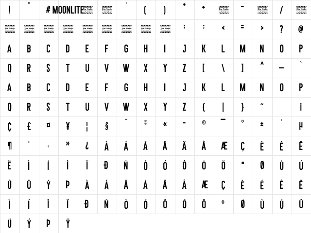 Moonlite Solid Personal Use Regular Character Map Moonlite Solid Personal Use Regular Character Map
