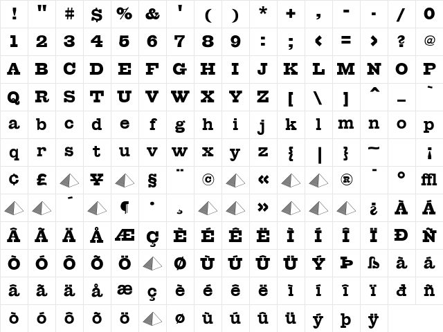 Giza Regular Character Map Giza Regular Character Map