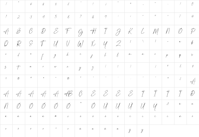 La Beauties Regular Character Map