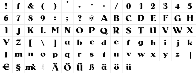 Senats-Antiqua Regular Character Map Senats-Antiqua Regular Character Map