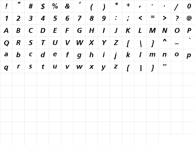 Four Sticks 8 Regular Character Map Four Sticks 8 Regular Character Map