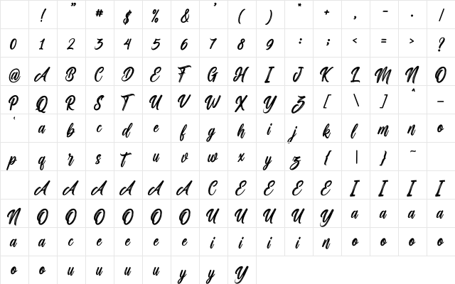 Milestone Brush Regular Character Map Milestone Brush Regular Character Map