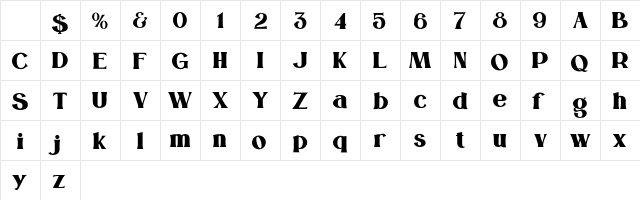 Milona Regular Character Map
