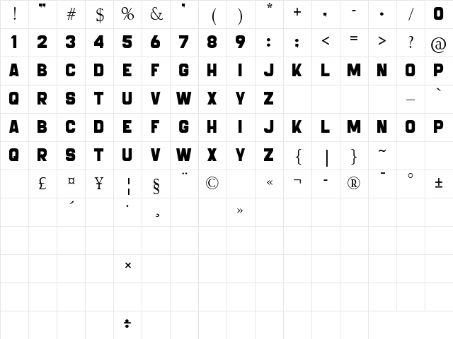 BABELL BOLD Regular Character Map BABELL BOLD Regular Character Map
