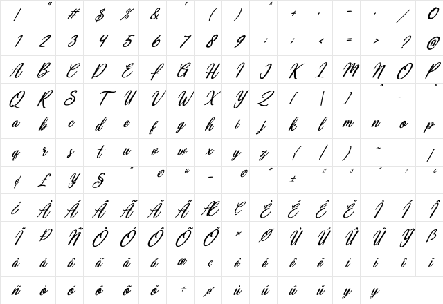 Deallisa Italic Italic Character Map