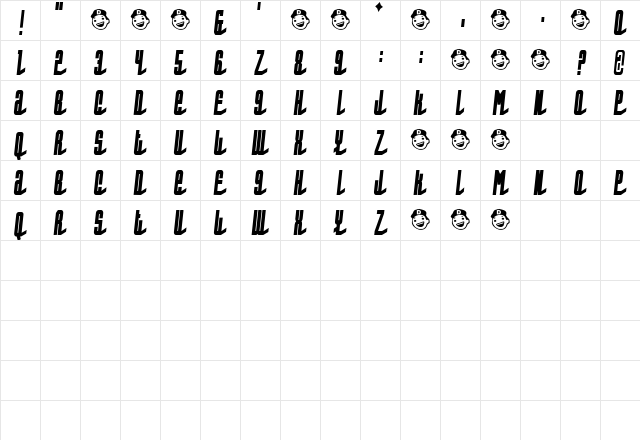 BoyToy Regular Character Map BoyToy Regular Character Map