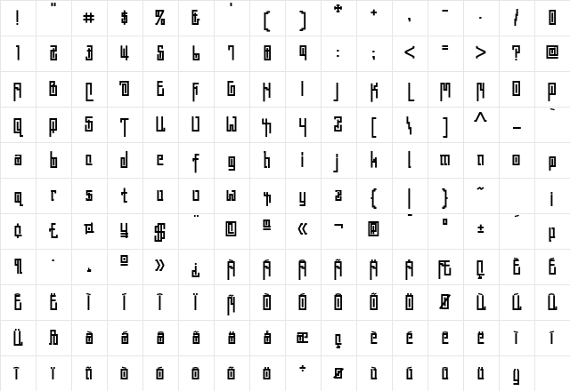 Ashtabula Medium Character Map