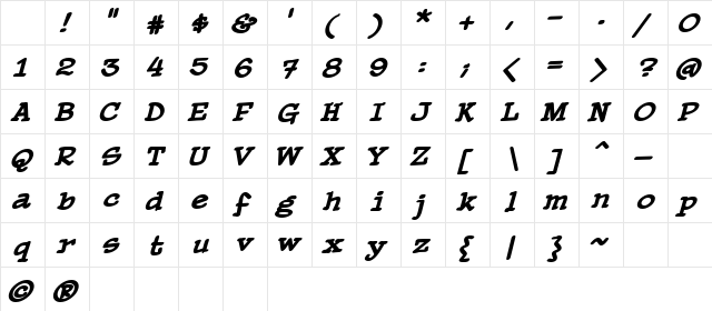 PaperBoy BB Italic Character Map PaperBoy BB Italic Character Map