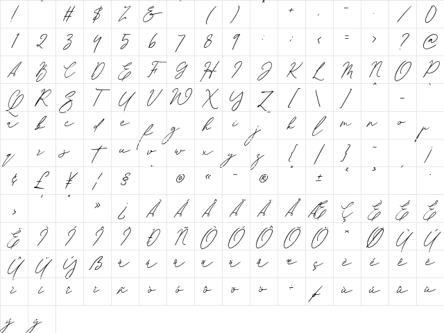 Sachlette Signature Regular Character Map Sachlette Signature Regular Character Map