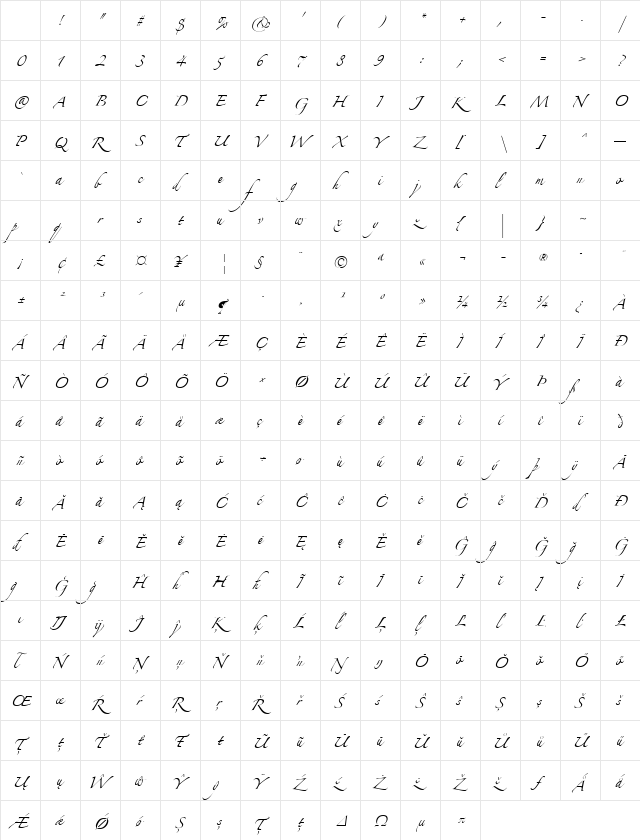Zapfino Extra LT Pro Regular Character Map Zapfino Extra LT Pro Regular Character Map