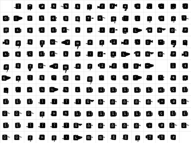 BackspacerSquare Regular Character Map BackspacerSquare Regular Character Map