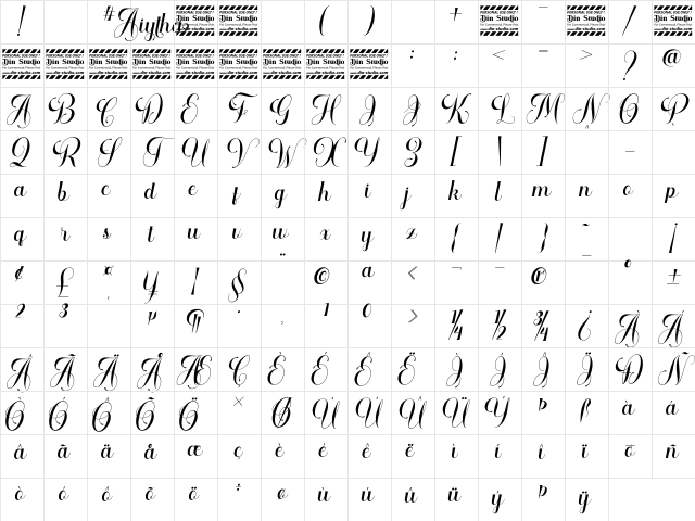 Aiytha Personal Use Regular Character Map