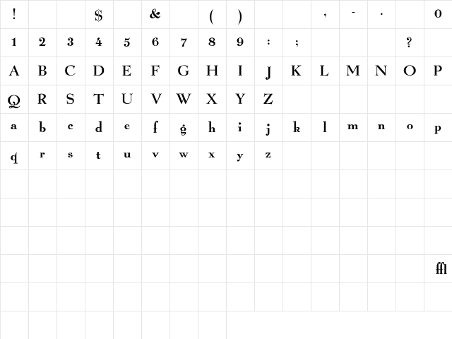 Owltone Regular Character Map