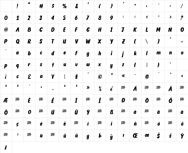 OWLY BARN Regular Character Map OWLY BARN Regular Character Map